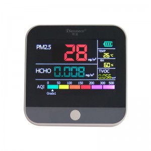 Sensor LCD Detector PM2.5 Monitor portátil de calidad del aire HCHO Probador TVOC Mantenga la iluminación Batería de litio Cargable Detector de automóviles